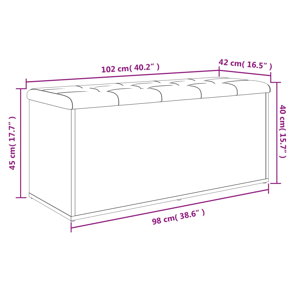 Storage Bench Concrete Grey 102x42x45 cm Engineered Wood