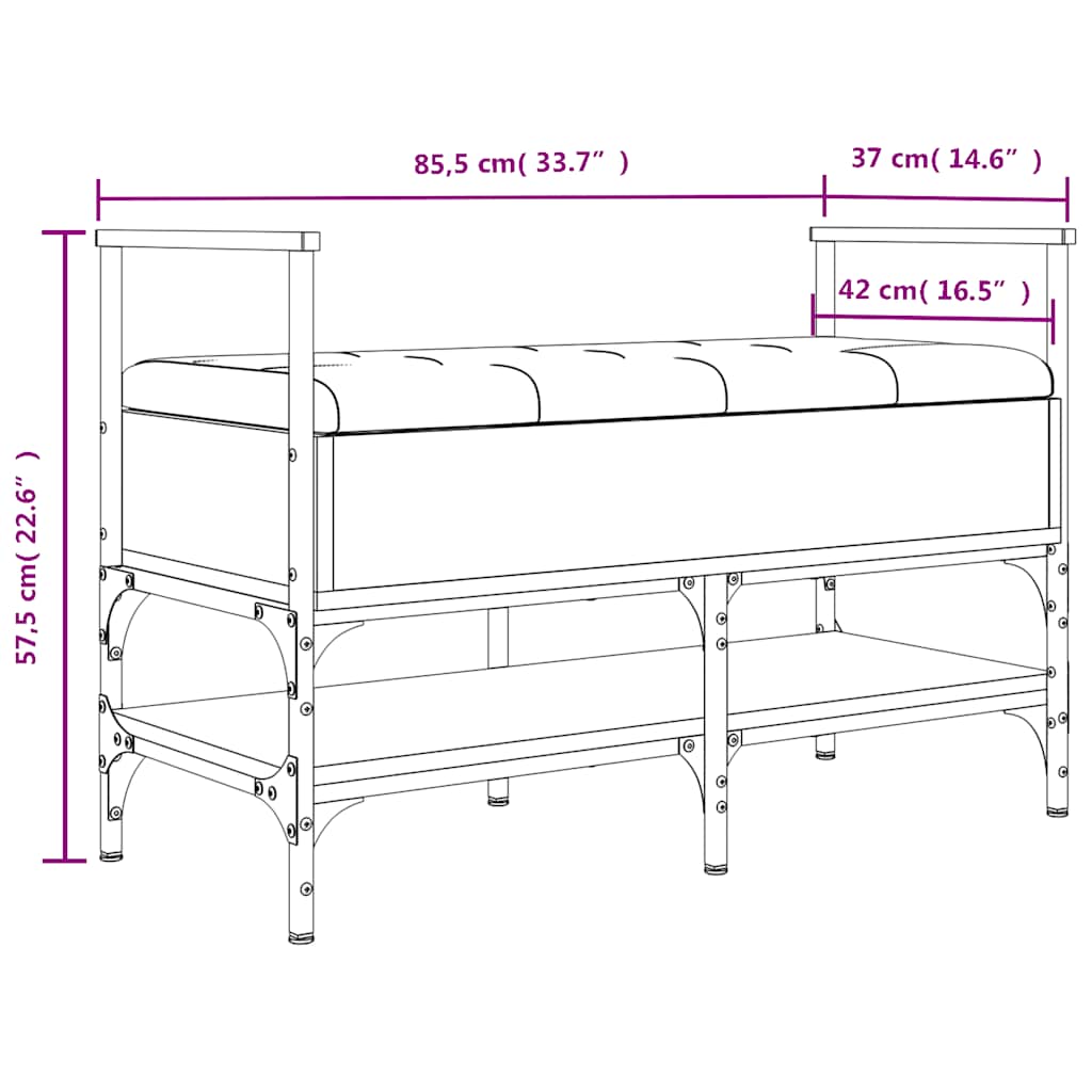Shoe Bench Grey Sonoma 85.5x42x57.5 cm Engineered Wood