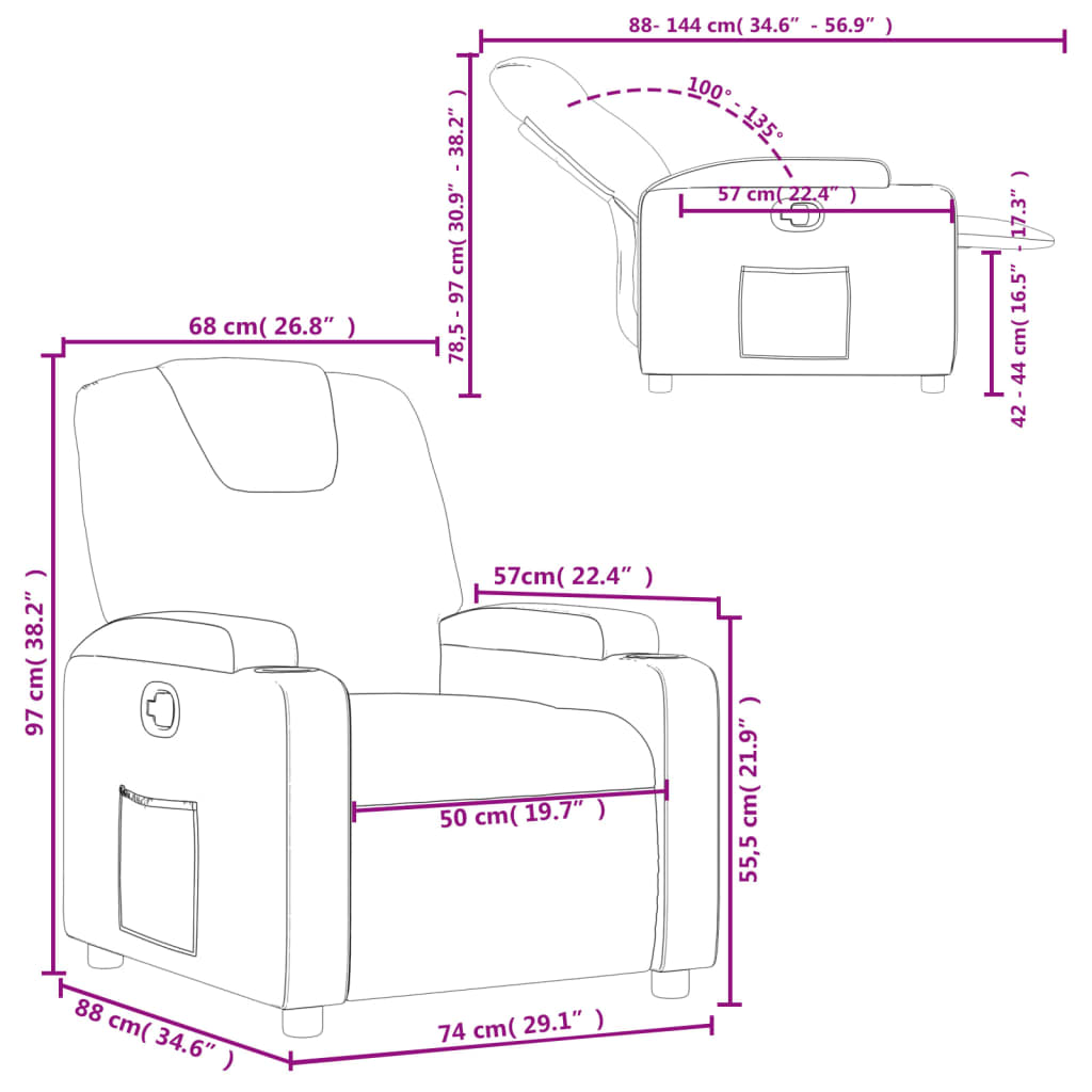 Recliner Chair Grey Faux Leather