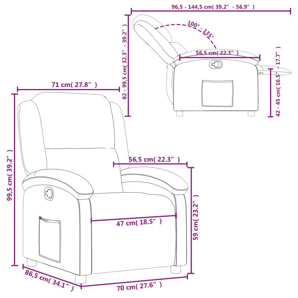 Recliner Chair Cream Real Leather