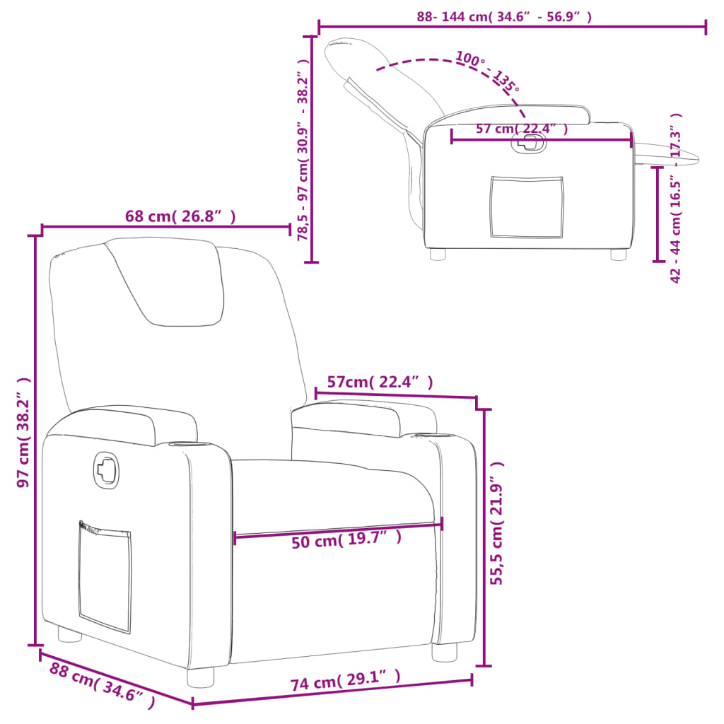 Recliner Chair Grey Faux Leather