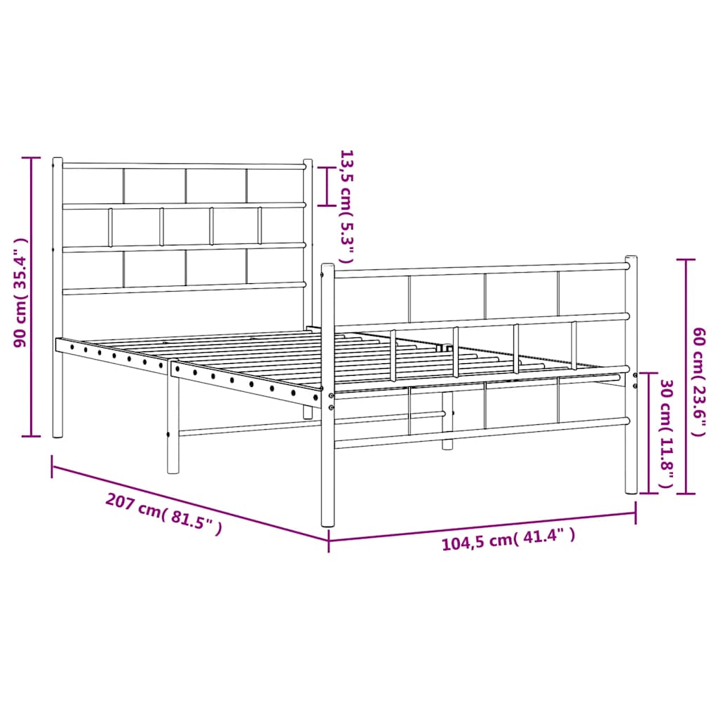 Metal Bed Frame | Black | Powder-Coated Steel | Single | Metal Bed Frame