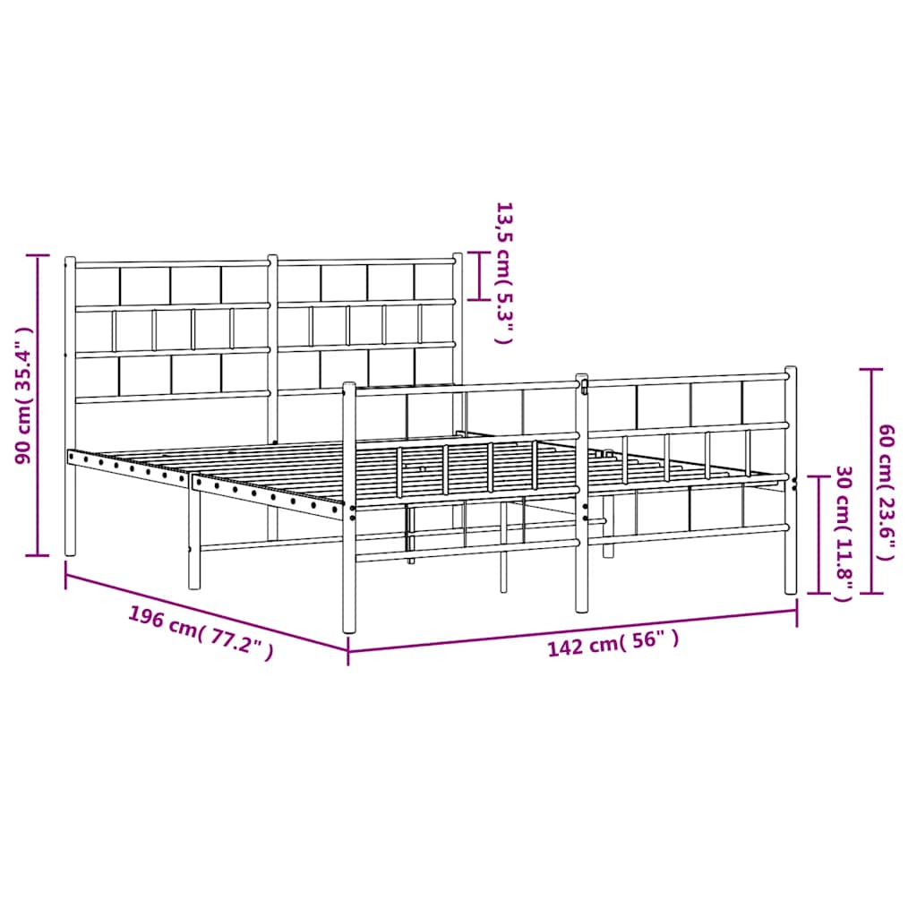 Metal Bed Frame | Black | Steel | Double | Bed Frame | Rectangular