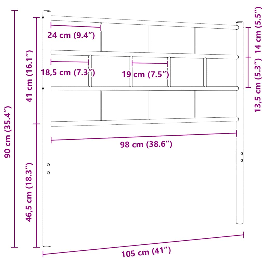 Metal Replace Headboard Black 100 cm