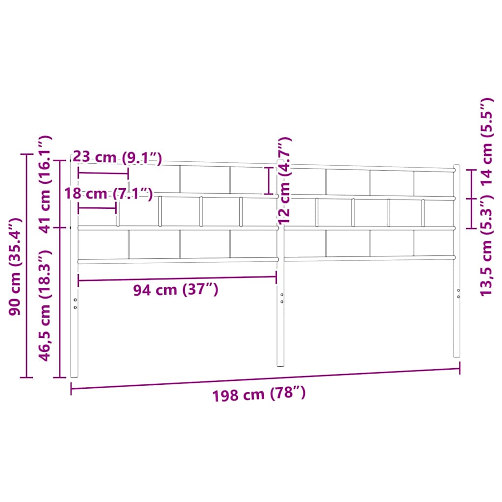 Metal Replace Headboard Black 193 cm