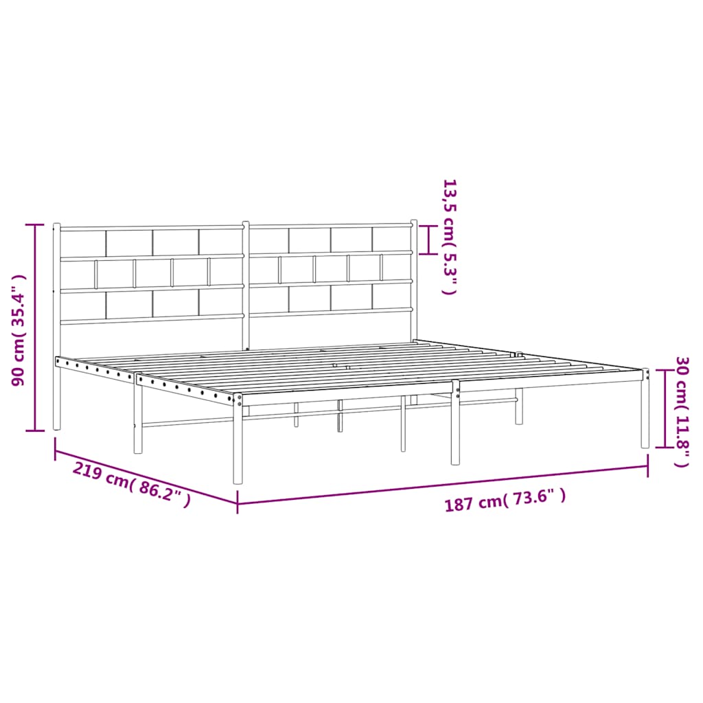 Metal Bed Frame | White | Powder-Coated Steel | Double | Metal Bed Frame