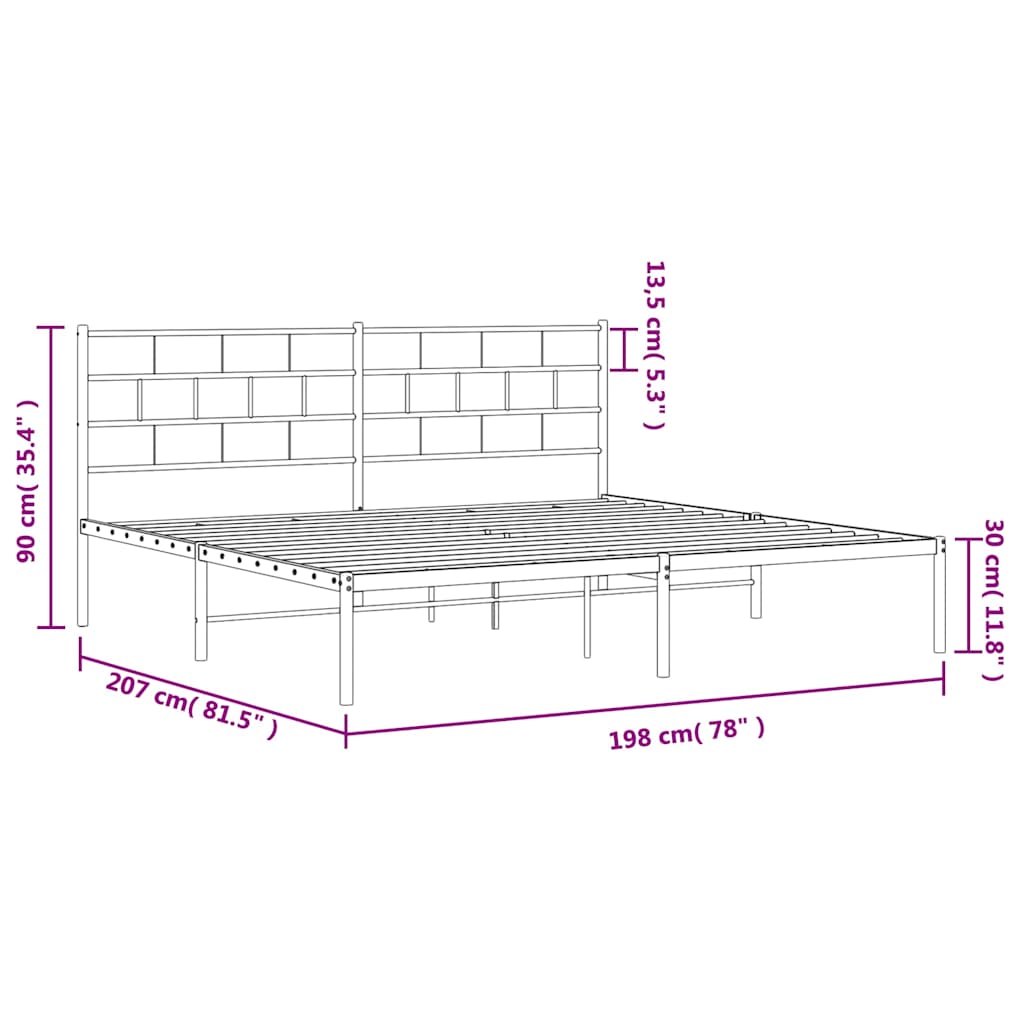 Metal Bed Frame | White | Powder-coated steel | Double | Metal Bed Frame