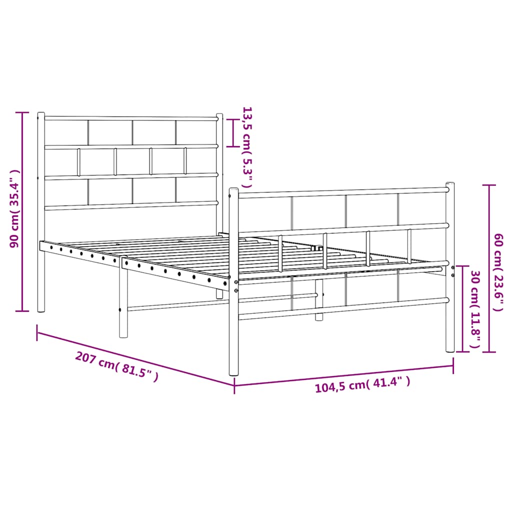 Metal Bed Frame | White | Powder-Coated Steel | Single | Metal Bed Frame