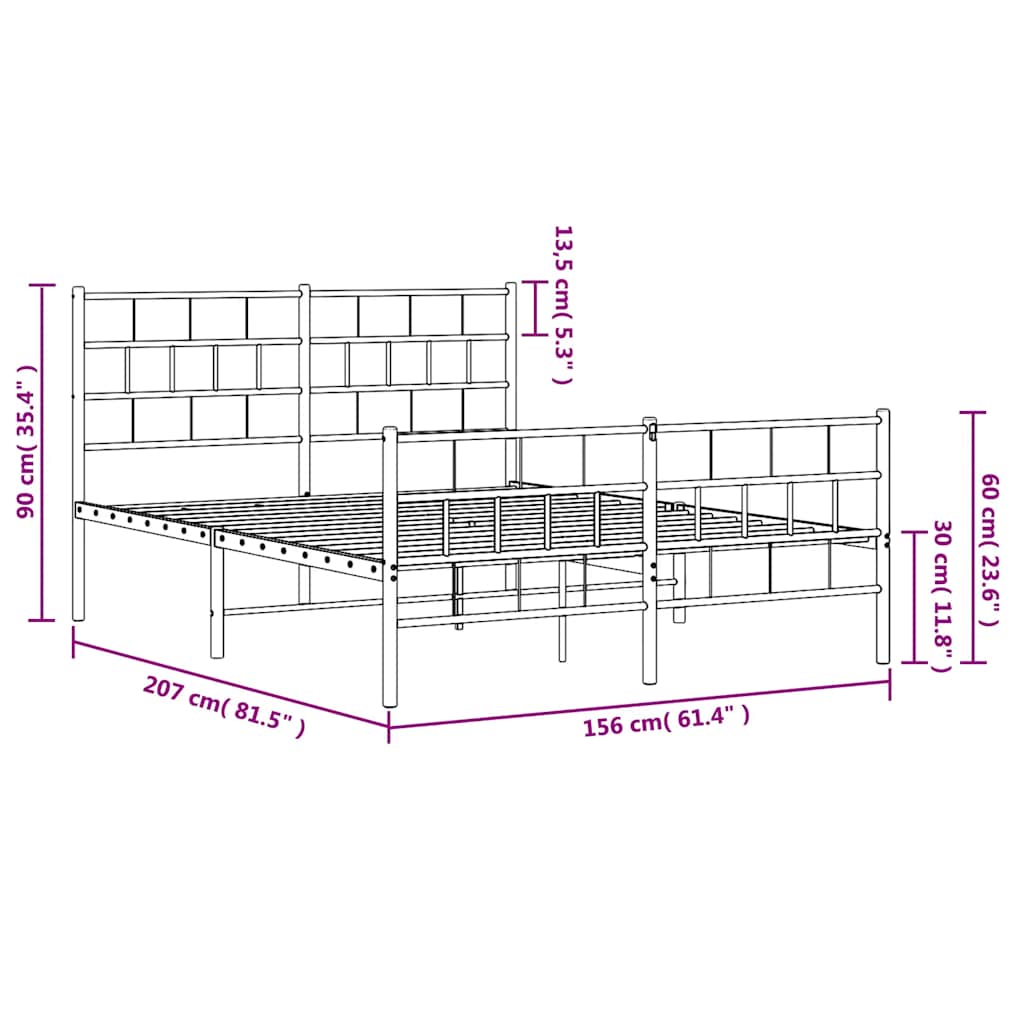 Metal Bed Frame | White | Powder-Coated Steel | King Size