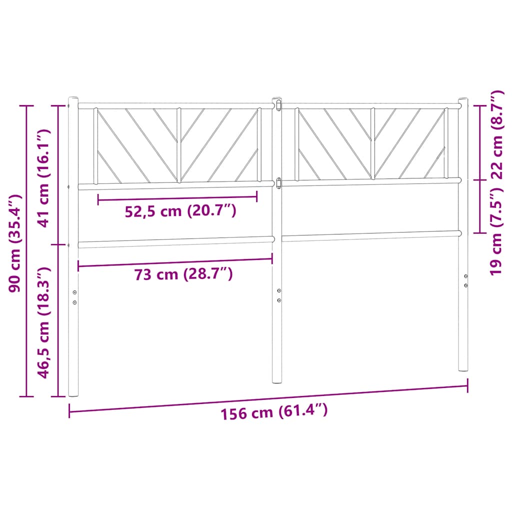 Metal Replace Headboard Black 150 cm