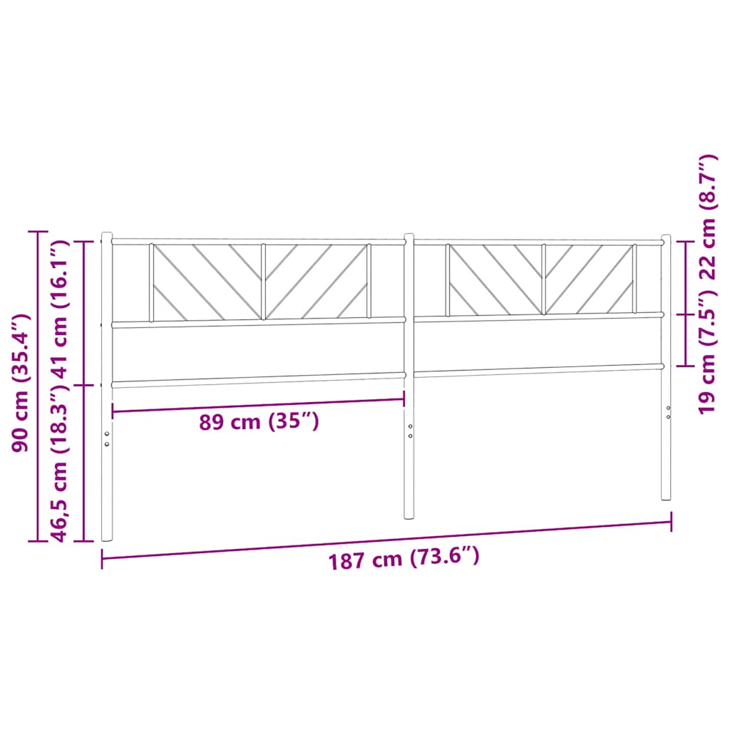 Metal Replace Headboard Black 180 cm