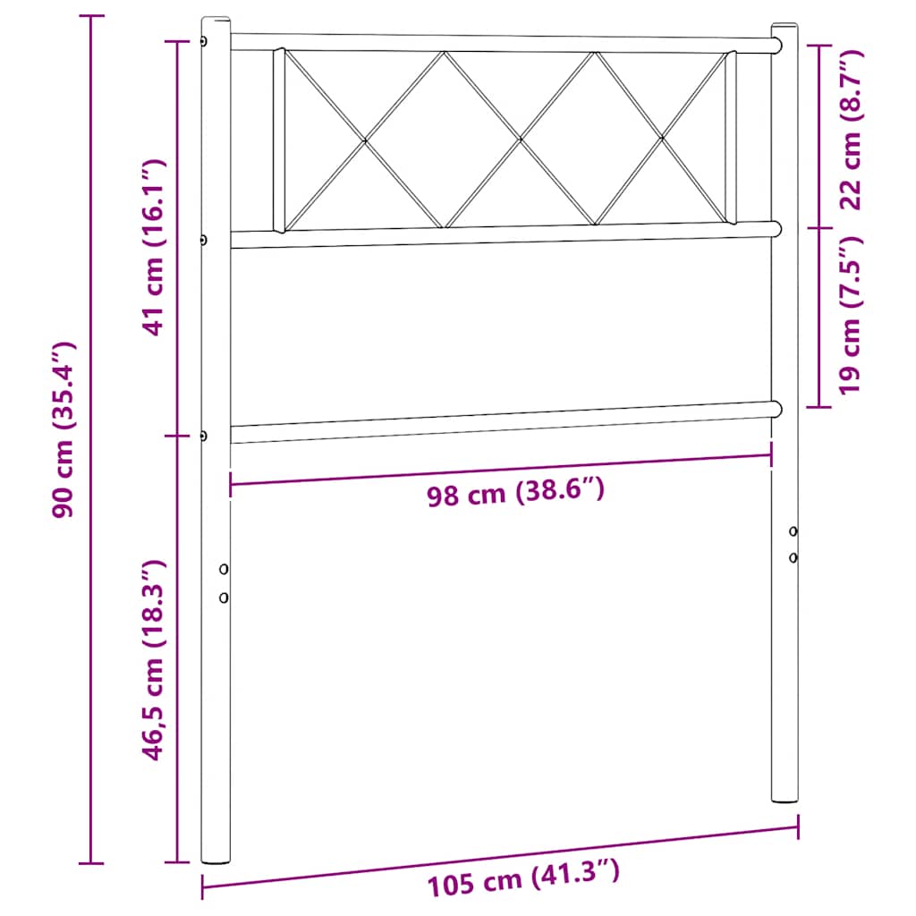 Metal Replace Headboard Black 100 cm