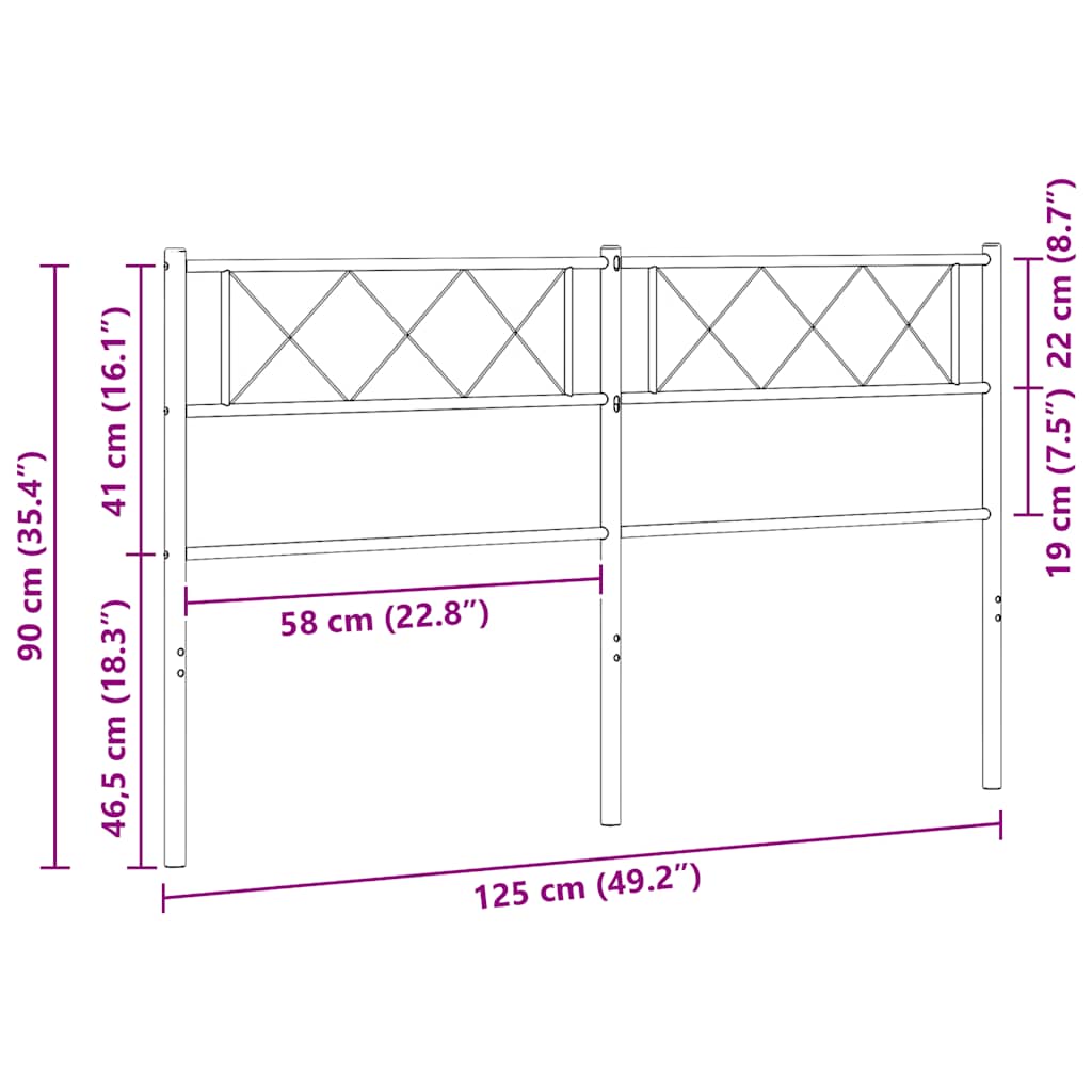 Metal Replace Headboard Black 120 cm