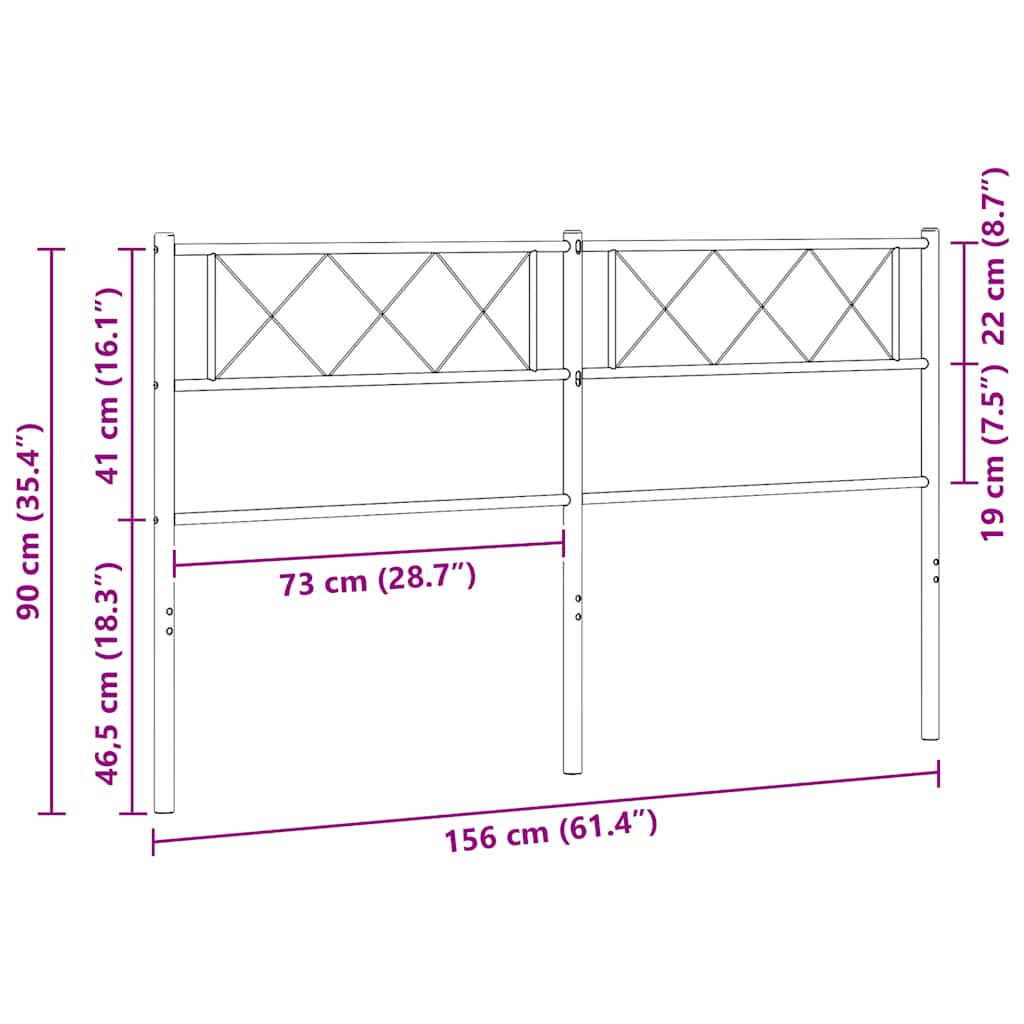 Metal Replace Headboard Black 150 cm