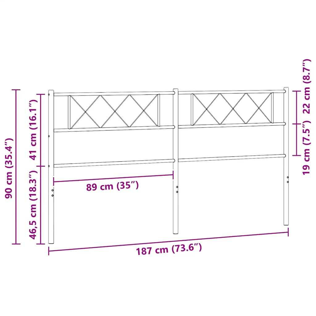 Metal Replace Headboard Black 180 cm