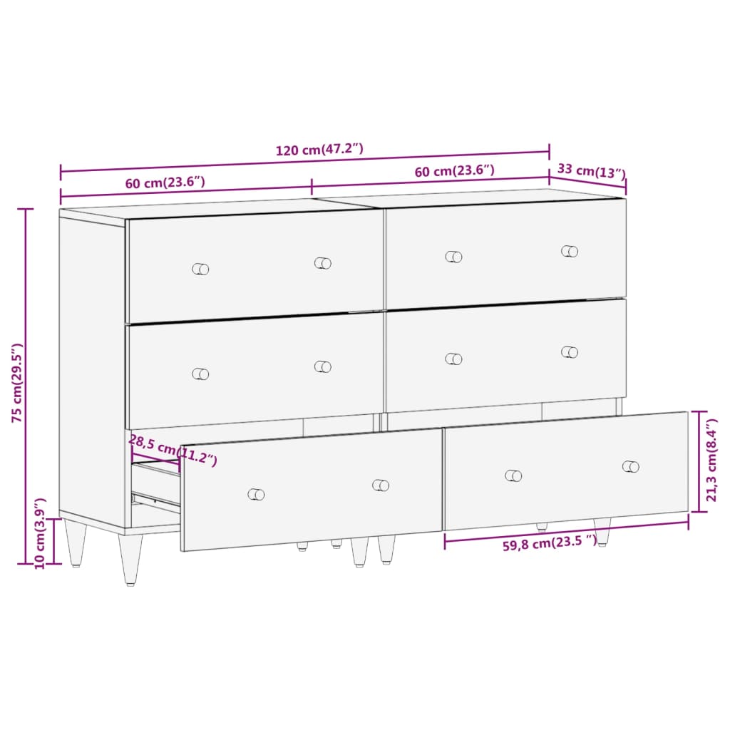 Side Cabinet | Set of 2 | Bleach natural
