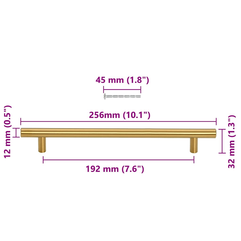 Cabinet Handle | Set of 5 | Gold | Stainless steel | Standard