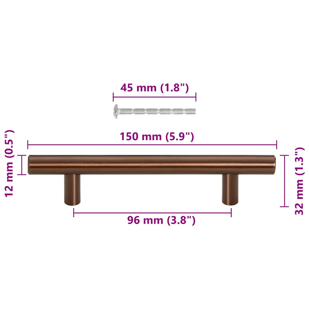 Cabinet Handles 10 pcs Bronze 96 mm Stainless Steel