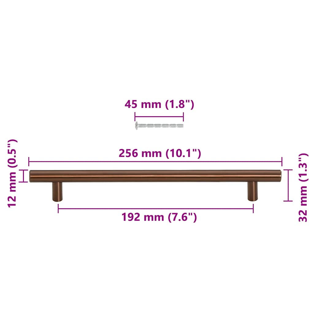 Cabinet Handles 5 pcs Bronze 192 mm Stainless Steel