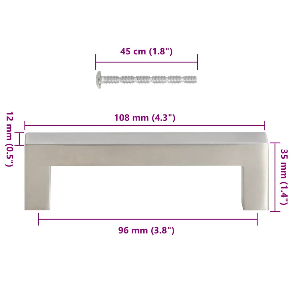 Cabinet Handles 10 pcs Silver 96 mm Stainless Steel