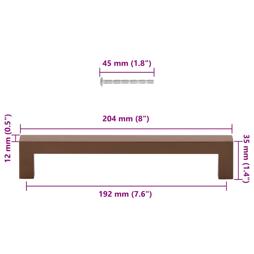 Cabinet Handles 5 pcs Bronze 192 mm Stainless Steel