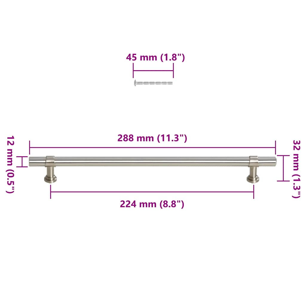 Cabinet Handles 5 pcs Silver 224 mm Stainless Steel