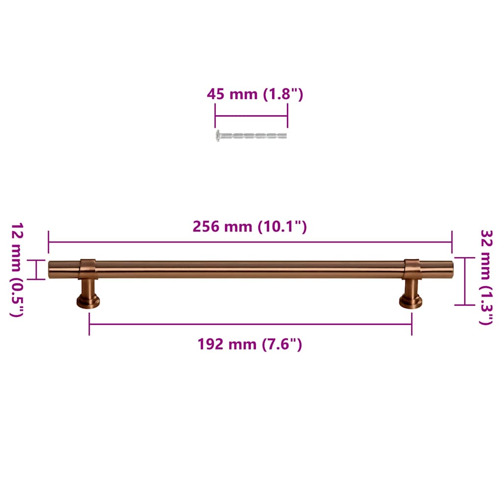 Cabinet Handles 5 pcs Bronze 192 mm Stainless Steel