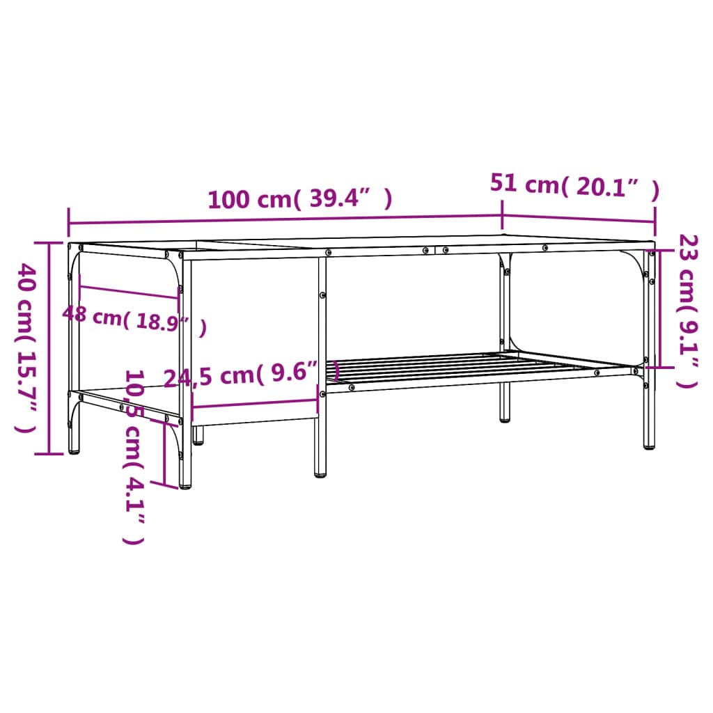 Coffee Table with Rack Brown Oak 100x51x40 cm Engineered Wood