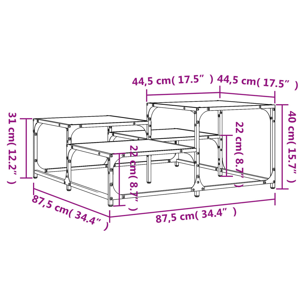 Coffee Table Grey Sonoma 87.5x87.5x40 cm Engineered Wood