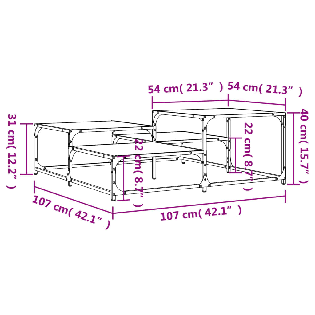 Coffee Table Brown Oak 107x107x40 cm Engineered Wood