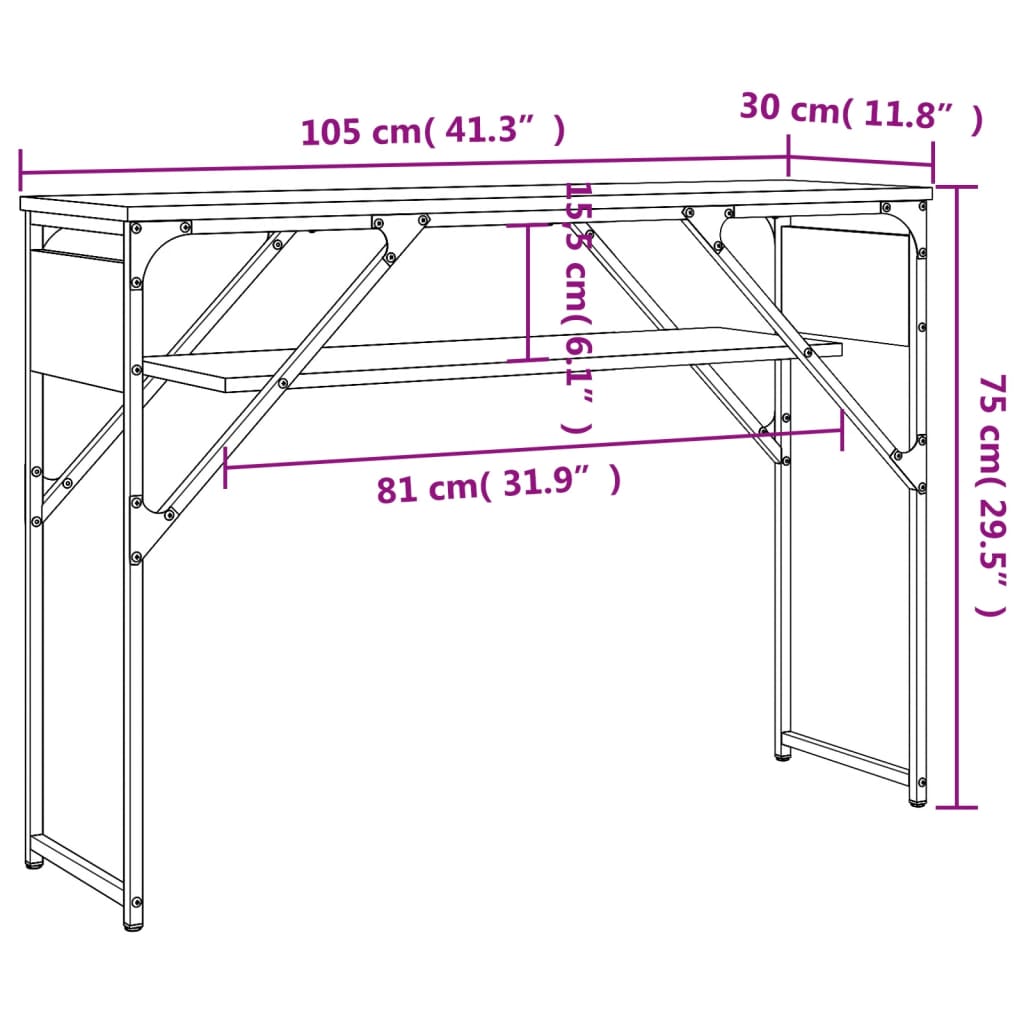Console Table with Shelf Sonoma Oak 105x30x75cm Engineered Wood