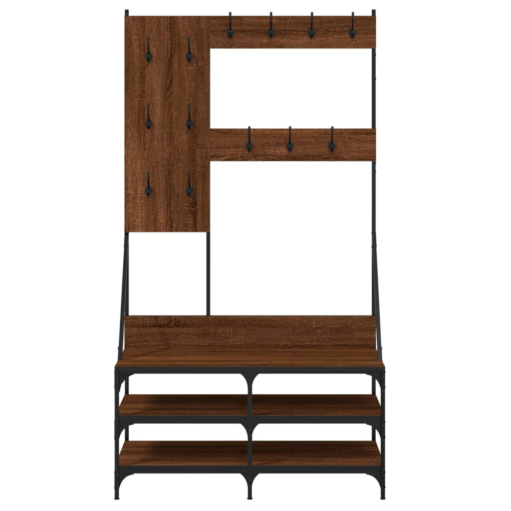Clothes Rack with Shoe Storage Brown Oak 100x40x184 cm