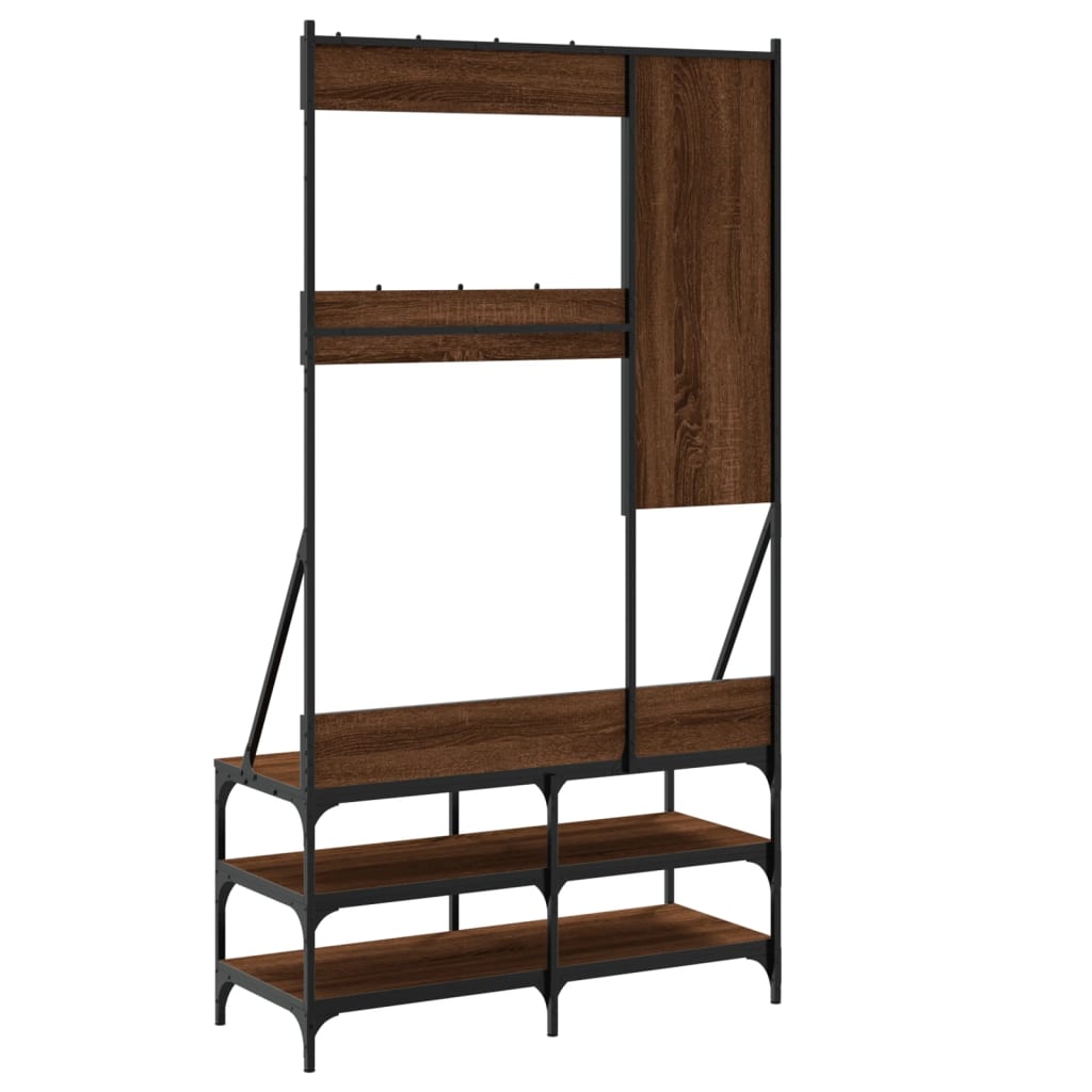 Clothes Rack with Shoe Storage Brown Oak 100x40x184 cm