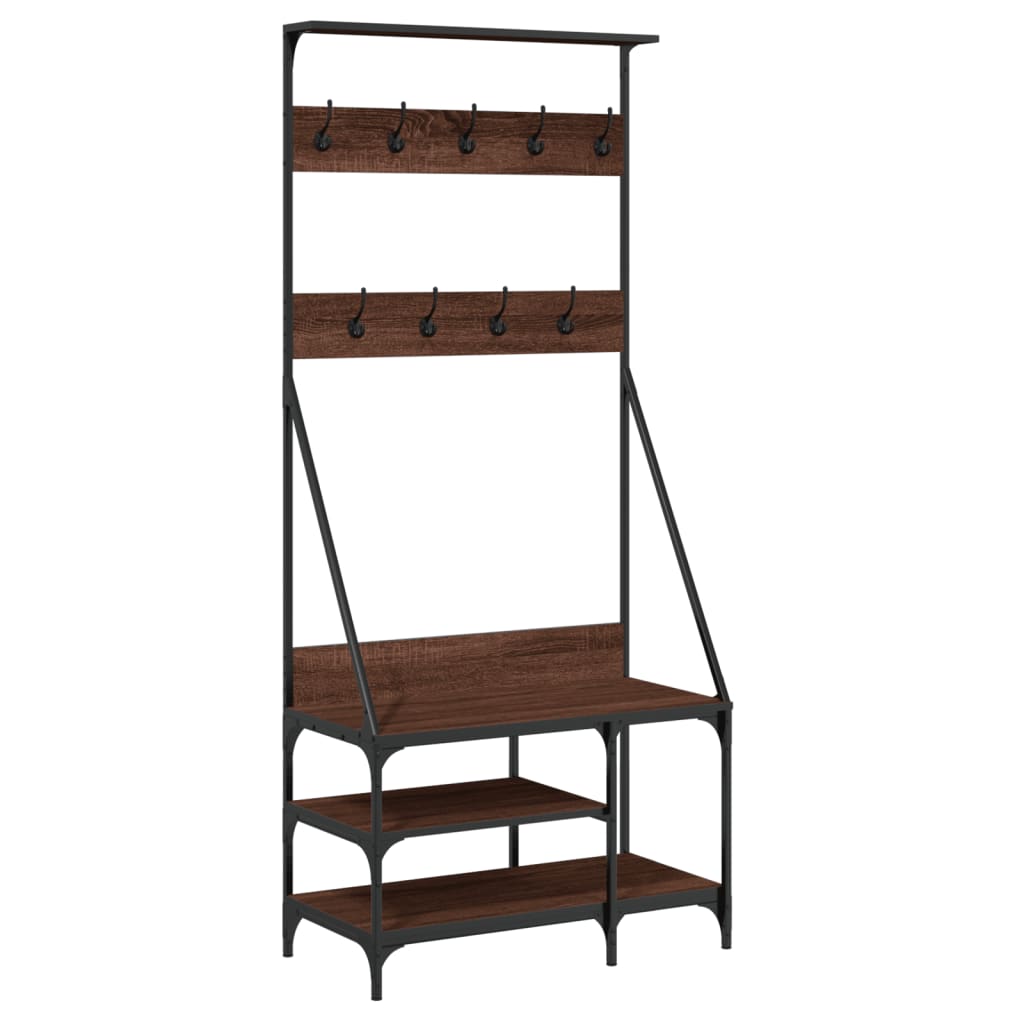Clothes Rack with Shoe Storage Brown Oak 80x40x184 cm