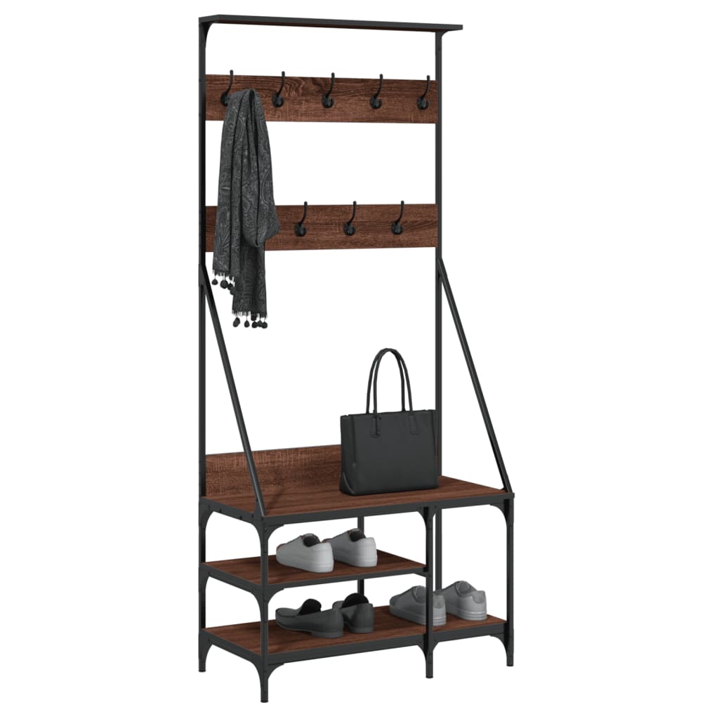 Clothes Rack with Shoe Storage Brown Oak 80x40x184 cm