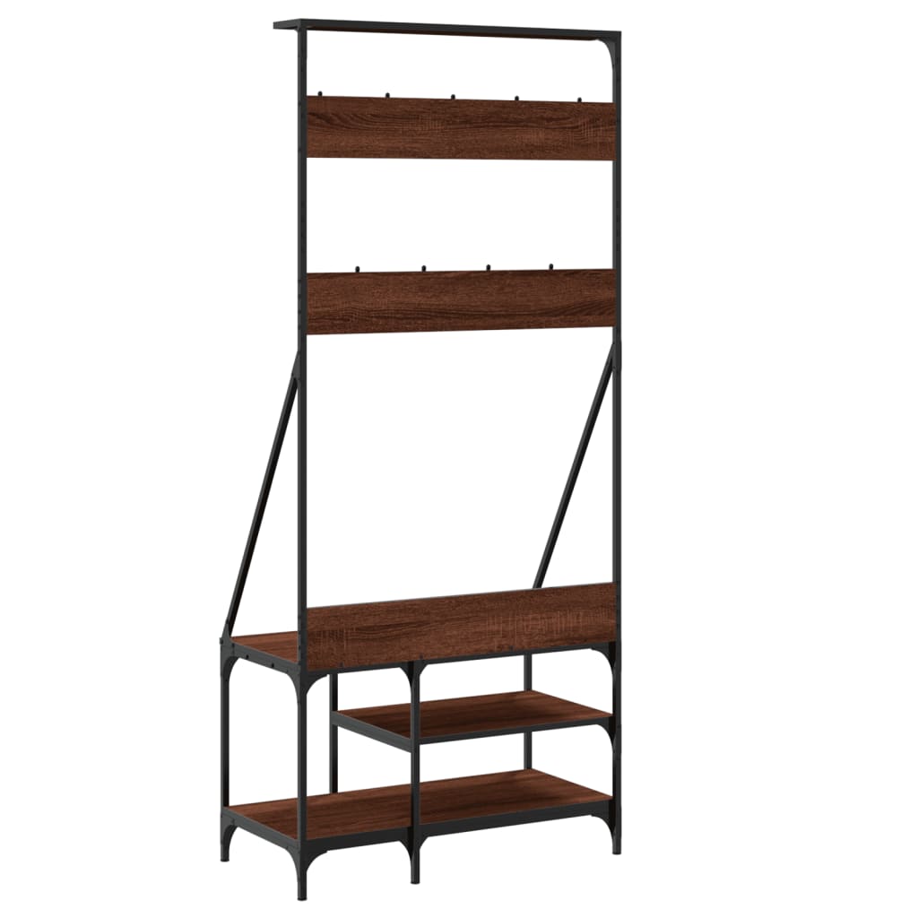 Clothes Rack with Shoe Storage Brown Oak 80x40x184 cm