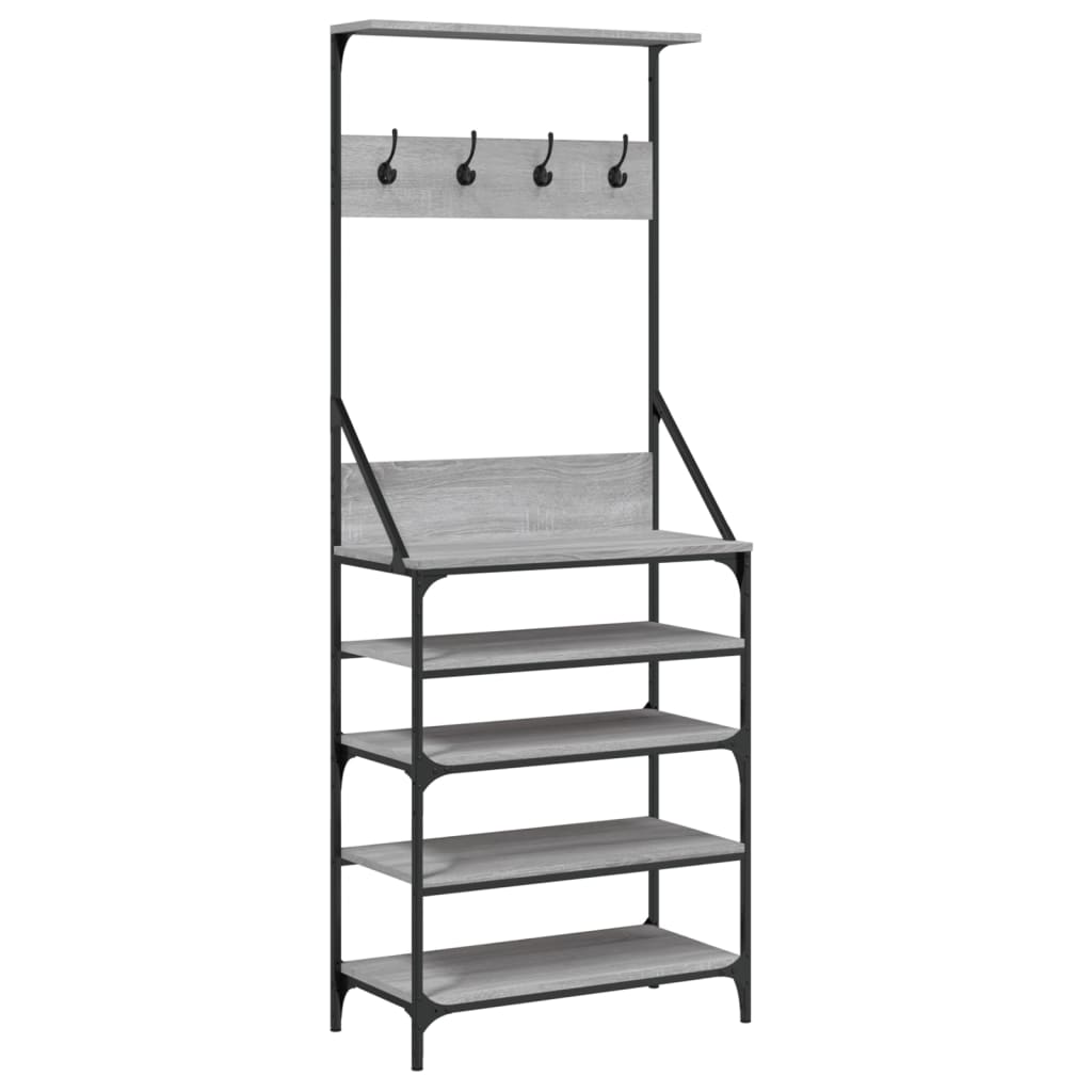 Clothes Rack with Shoe Storage Grey Sonoma 70x34x184 cm