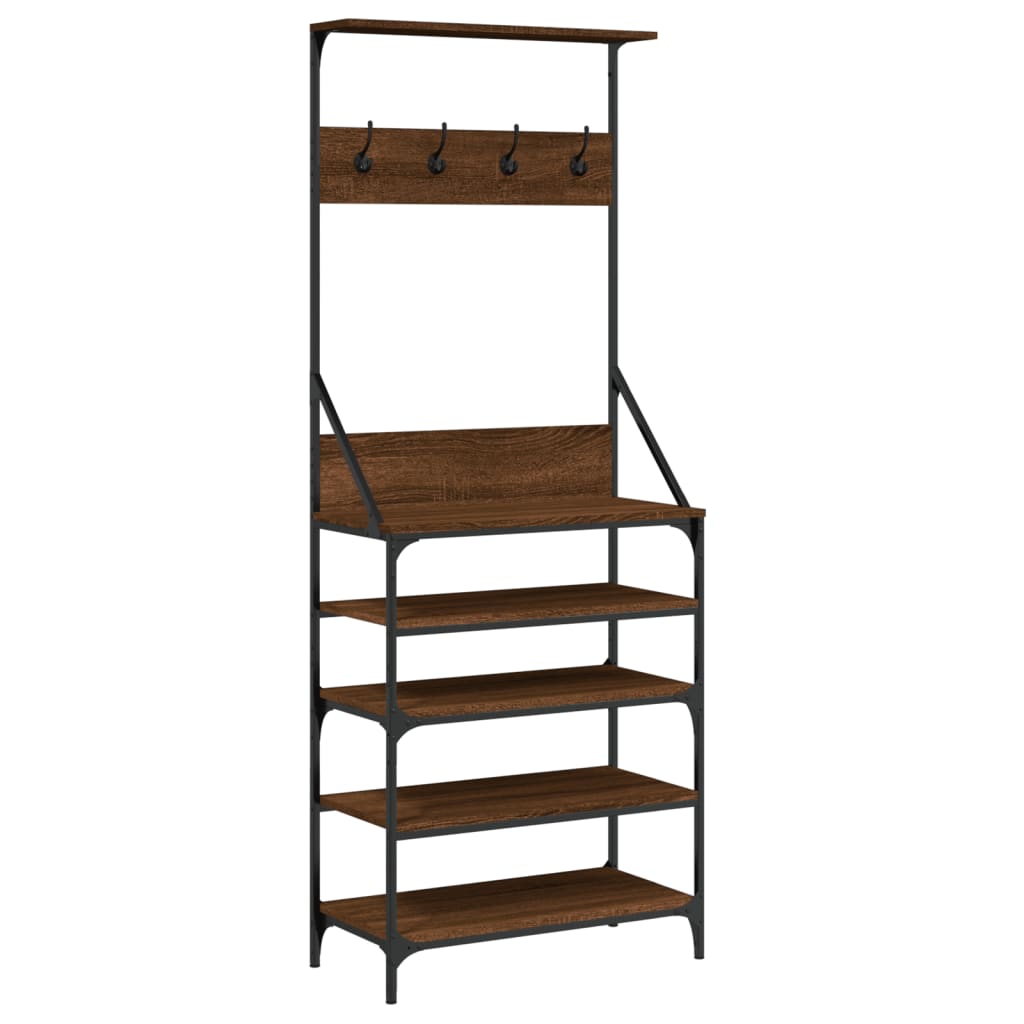 Clothes Rack with Shoe Storage Brown Oak 70x34x184 cm