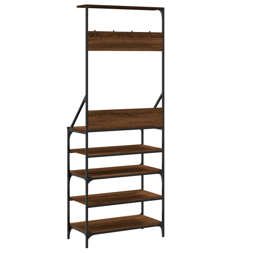 Clothes Rack with Shoe Storage Brown Oak 70x34x184 cm