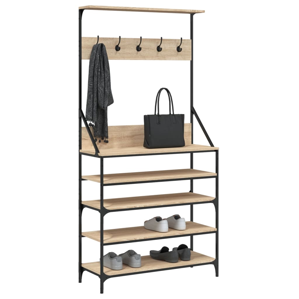 Clothes Rack with Shoe Storage Sonoma Oak 90x34x184 cm