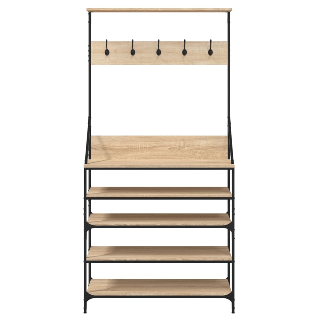 Clothes Rack with Shoe Storage Sonoma Oak 90x34x184 cm