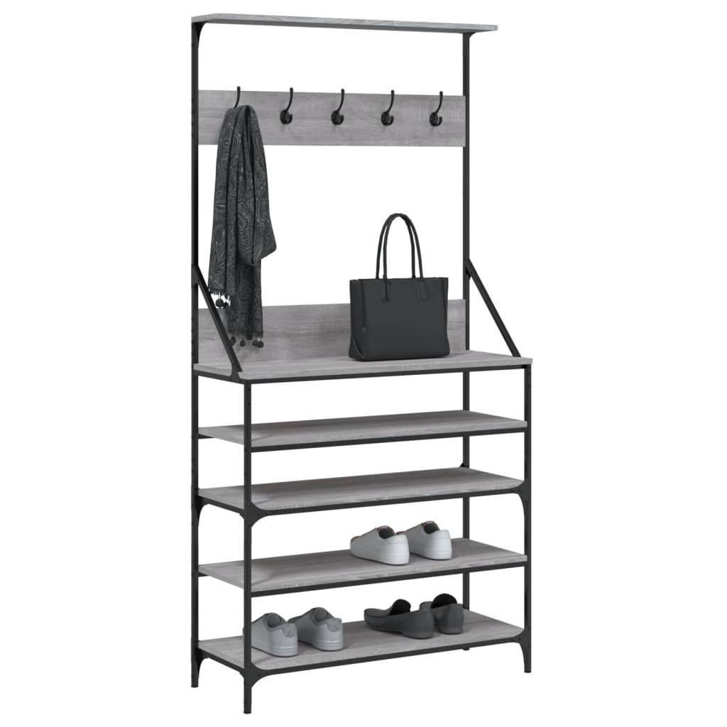 Clothes Rack with Shoe Storage Grey Sonoma 90x34x184 cm