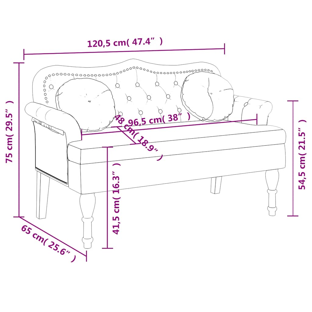 Bench with Cushions Dark Grey 47.4x25.6x29.5" Velvet