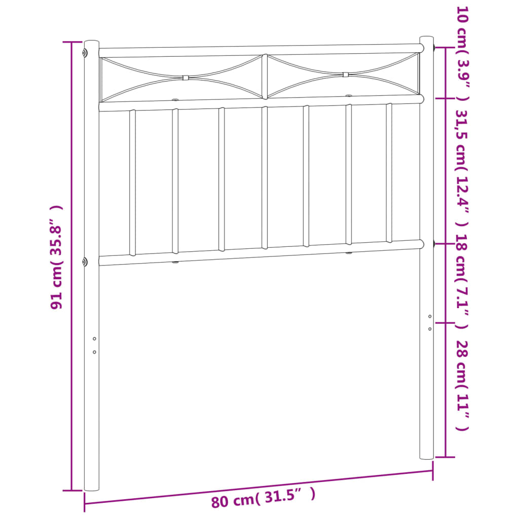 Metal Replace Headboard Black 75 cm