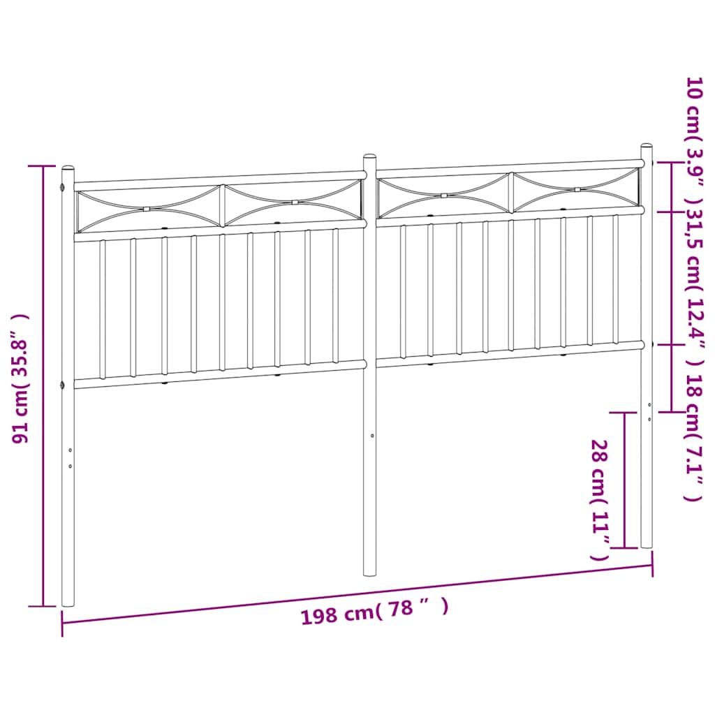 Metal Replace Headboard White 193 cm