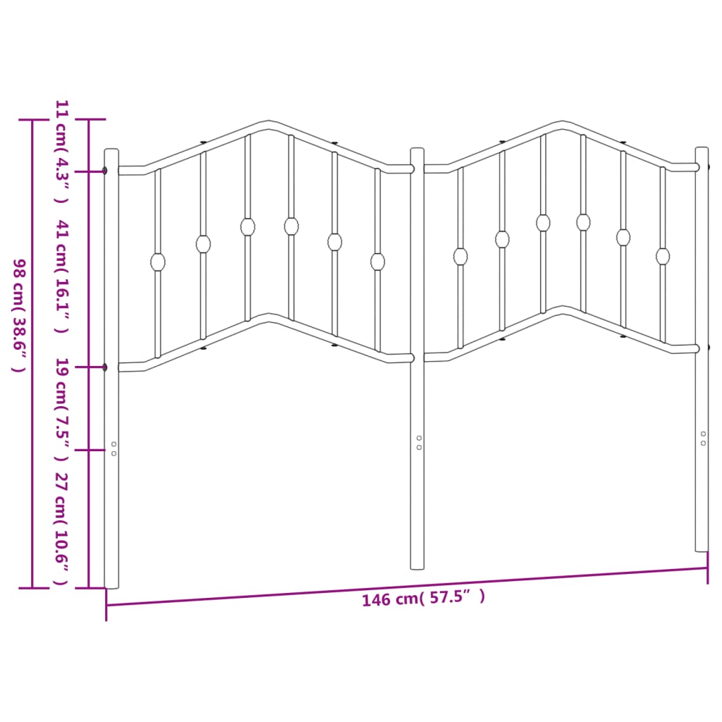 Metal Replace Headboard Black 140 cm