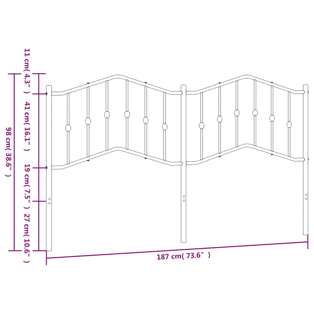 Metal Replace Headboard Black 180 cm