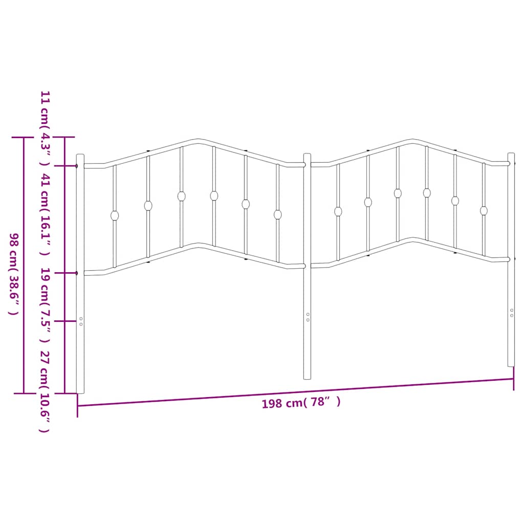 Metal Replace Headboard Black 193 cm