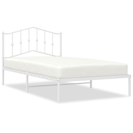 Metal Bed Frame without Mattress with Headboard White 100x200cm