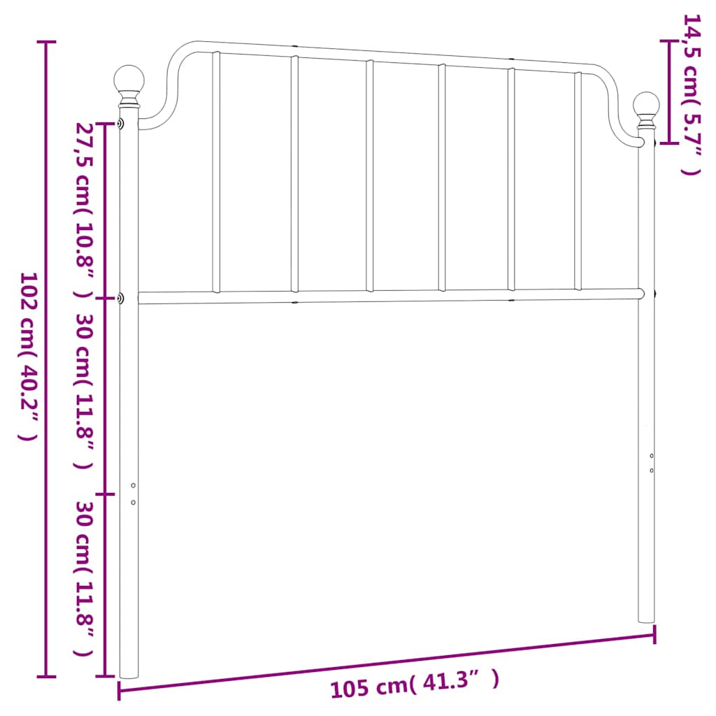 Metal Replace Headboard Black 100 cm